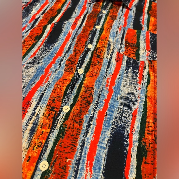 Misslook Men’s XL Short Sleeve Button Pocket Golf Breathable Blue Red Orange - Picture 2 of 7